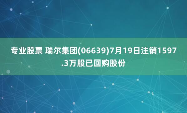 专业股票 瑞尔集团(06639)7月19日注销1597.3万股已回购股份